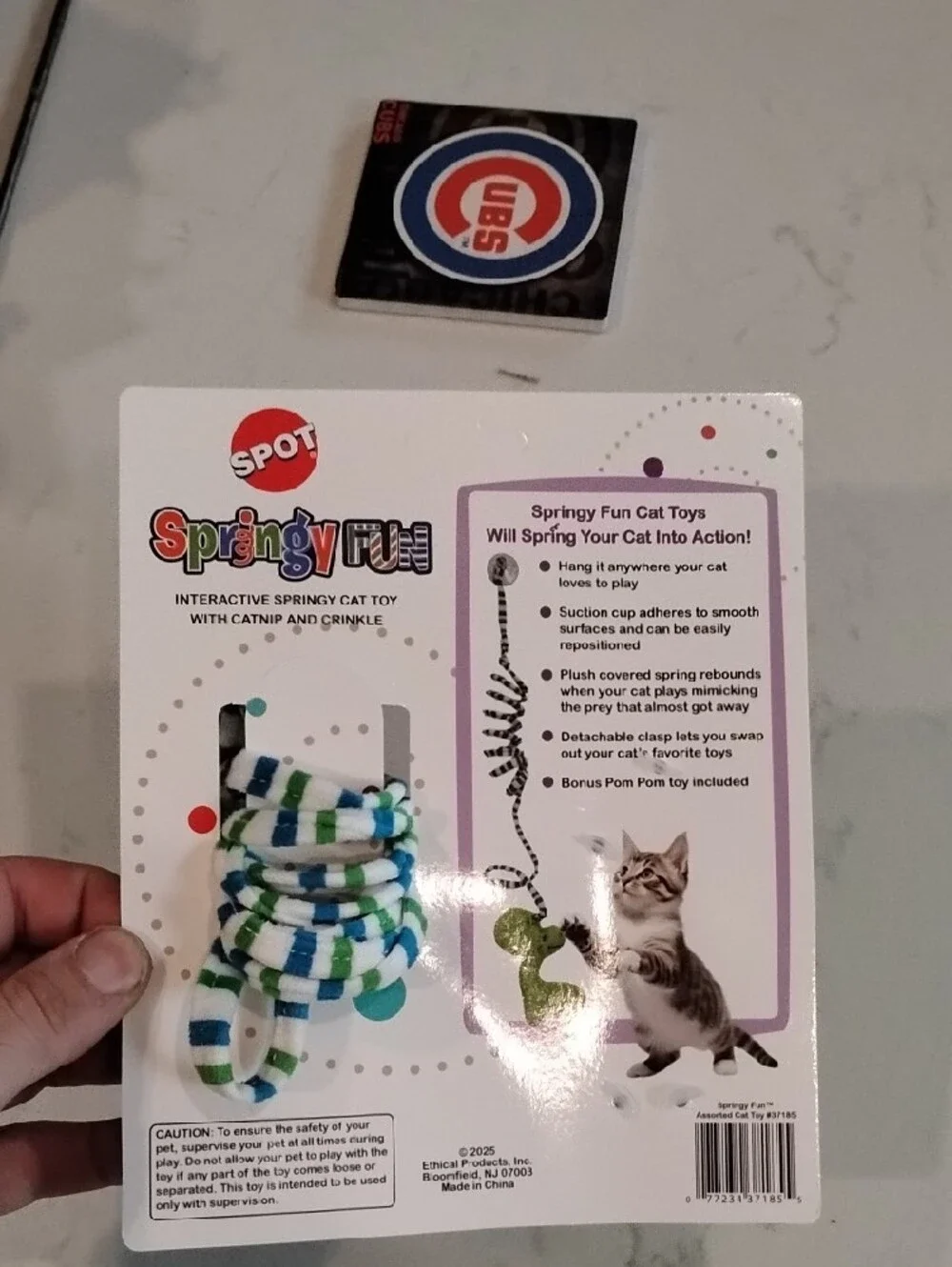 SPOT Plush Dinosaur Cat Teaser Toy with Pom Pom
